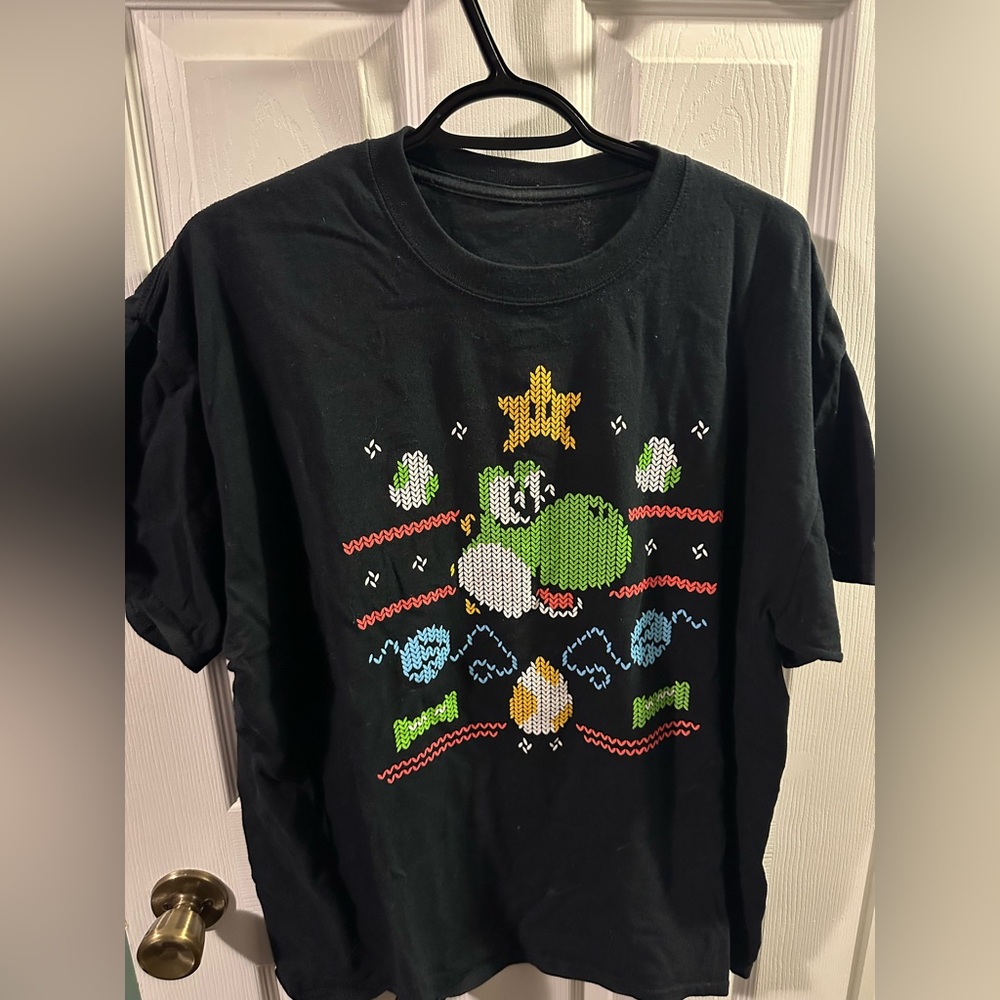 Men’s XL - Black Graphic T-Shirt with Yoshi Design